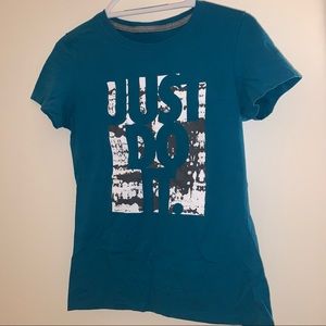 Nike Women’s Size Medium Teal Blue Just Do It Short Sleeve Shirt